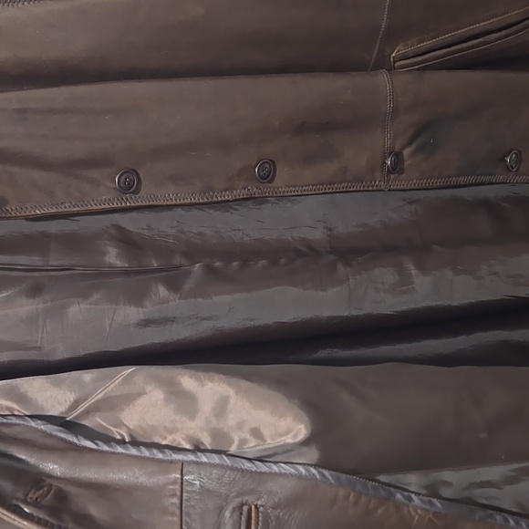 Vintage Gallery genuine lamb leather chocolate brown button down jacket coat XL - Picture 4 of 8